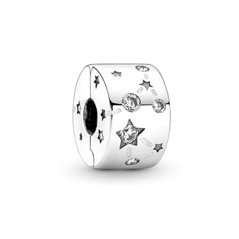 (Galaxy sparkling star clip ) Clips sterling silver charm for pandora bracelet