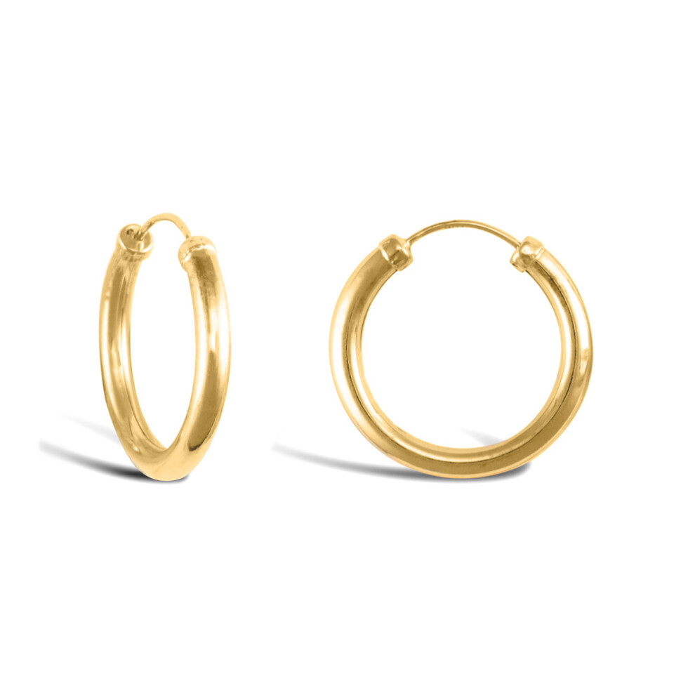 Ladies 9ct Yellow Gold Capped Sleeper 2.5mm Hoop Earrings 18mm - JER742A