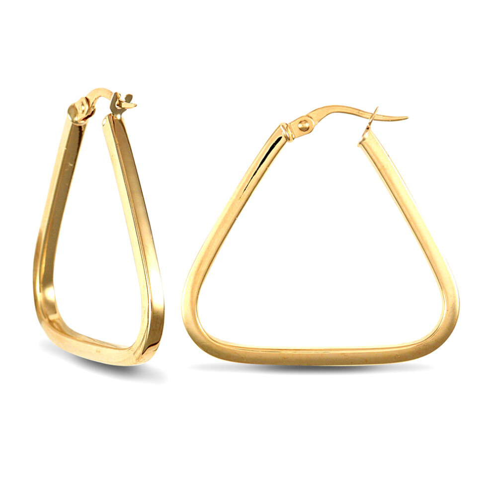 Ladies 9ct Yellow Gold Square Tube Triangle 2mm Hoop Earrings - JER551