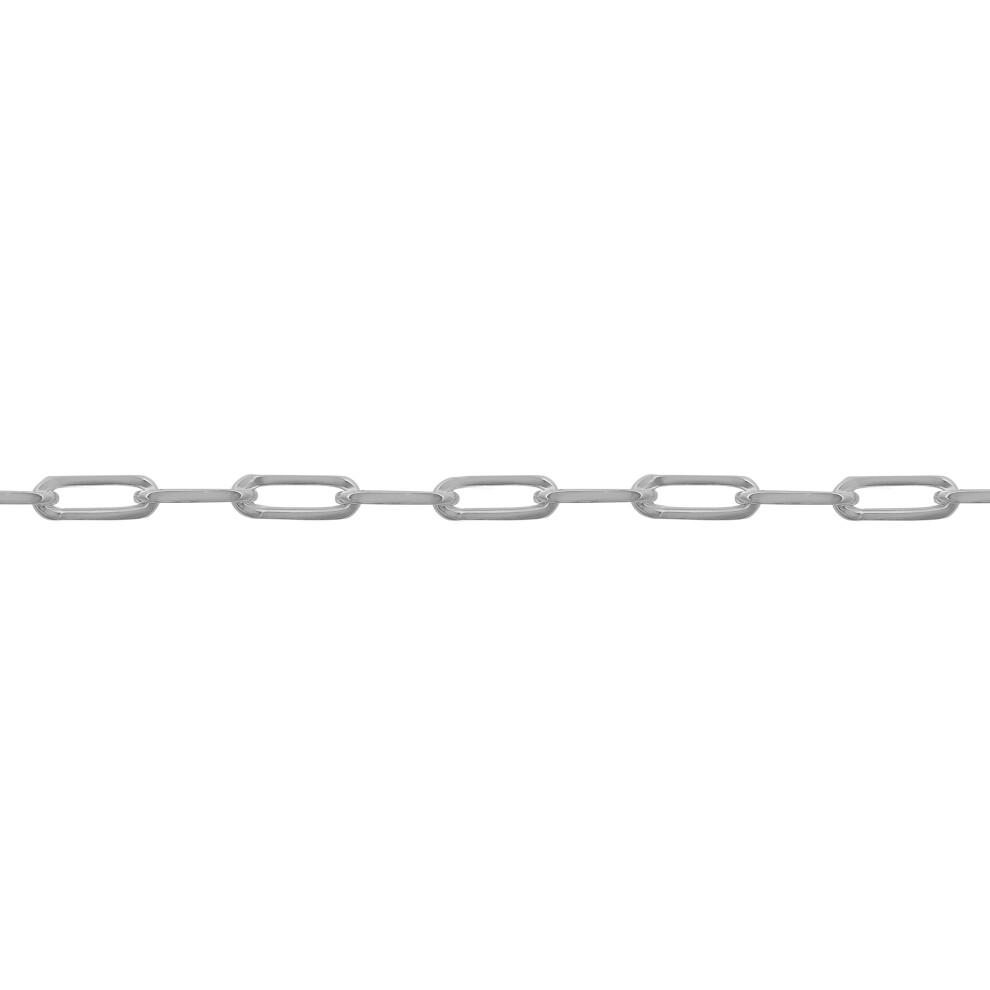 Ladies Rhodium Plated Sterling Silver Elongated Oval Paperclip 2.3mm Chain Bracelet, 7.5 inch 19cm - ACN043A-7.5