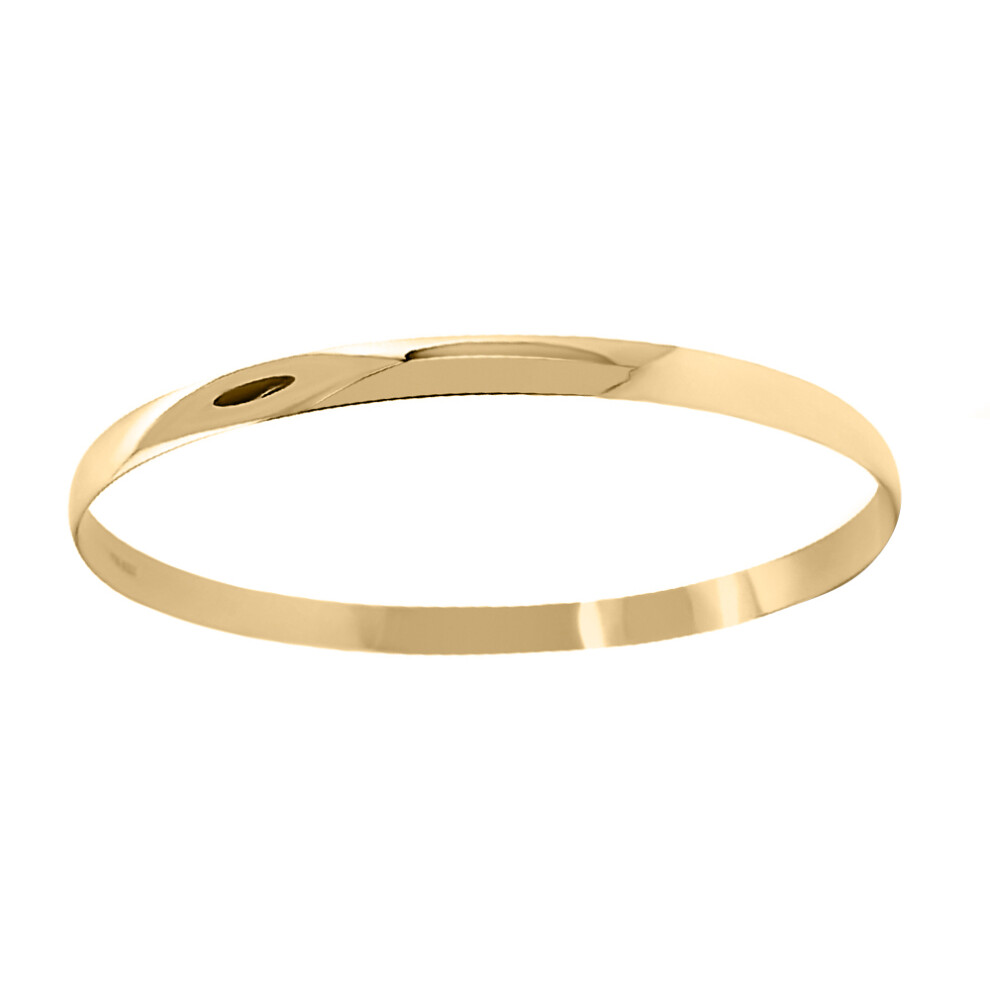 Ladies Solid 9ct Yellow Gold D-Shape 5mm Bangle Bracelet - JBG062