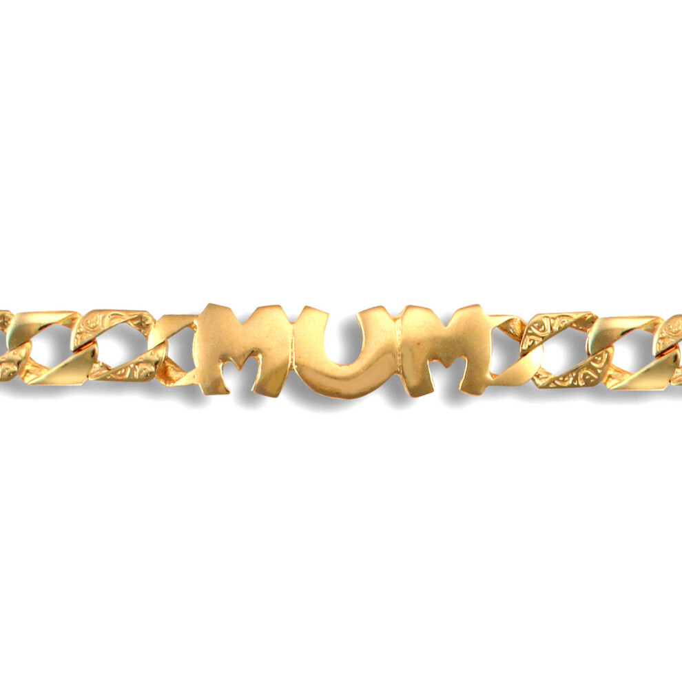 Ladies Solid 9ct Yellow Gold MUM Venezia Curb 6mm Gauge Bracelet - JBB208