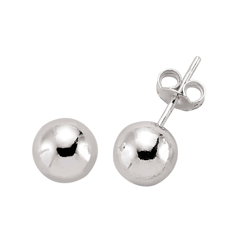 Ladies Sterling Silver Ball Stud Earrings - GVE158-8MM