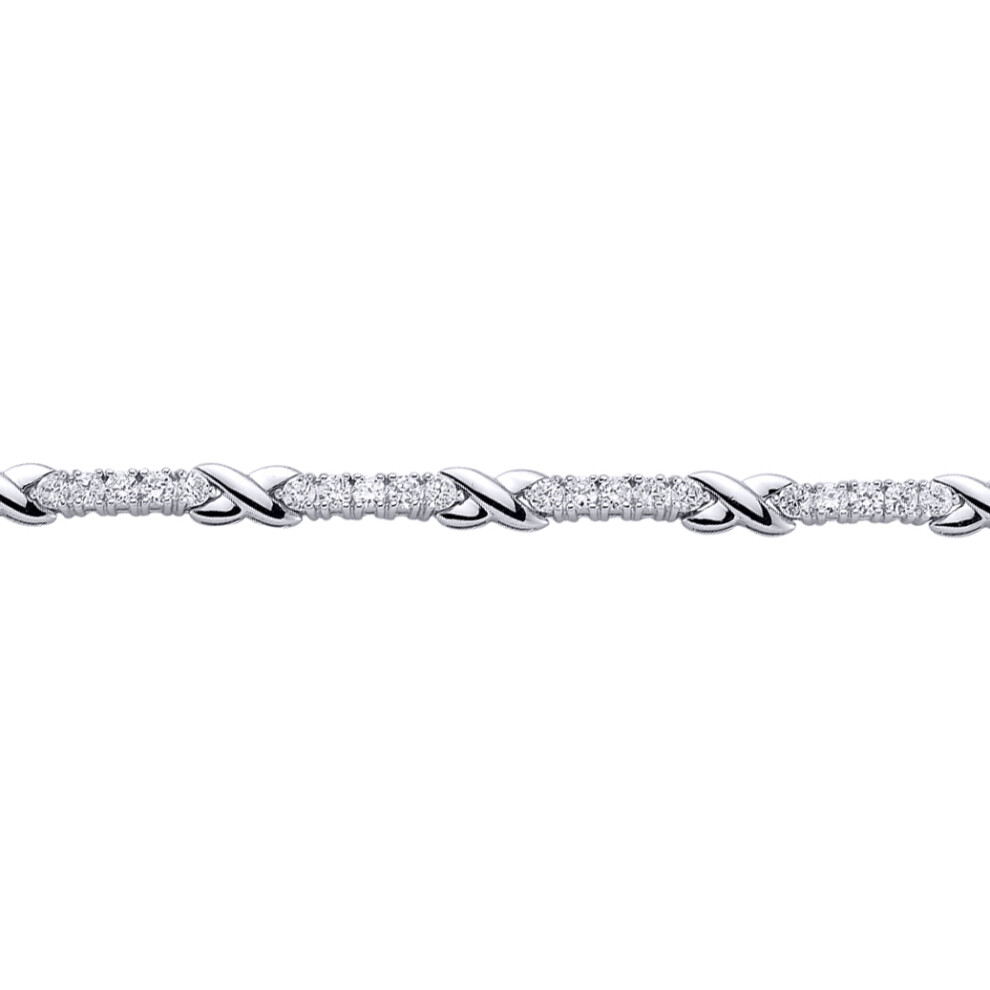 Ladies Sterling Silver Cubic Zirconia Infinity Kisses Tennis Bracelet 5mm 7.5 inch - GVB088