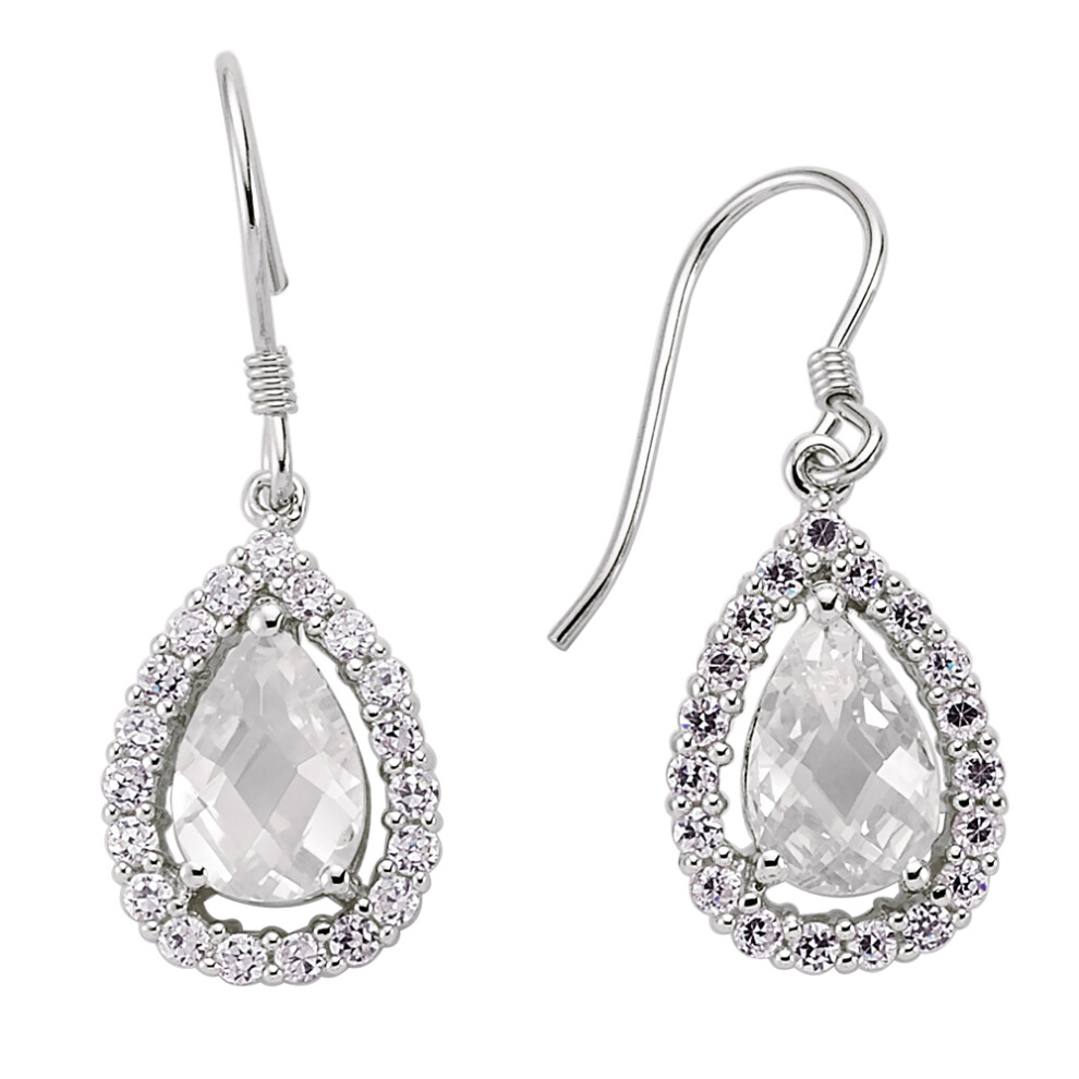 Ladies Sterling Silver Pear Cubic Zirconia Tears of Joy Drop Earrings - GVE061