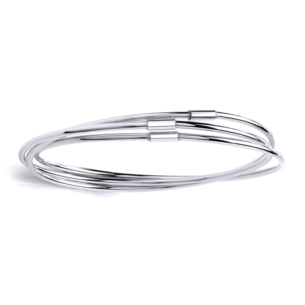 Ladies Sterling Silver Russian Wedding Bangle Bracelet 3 x 1.5mm - BRC130