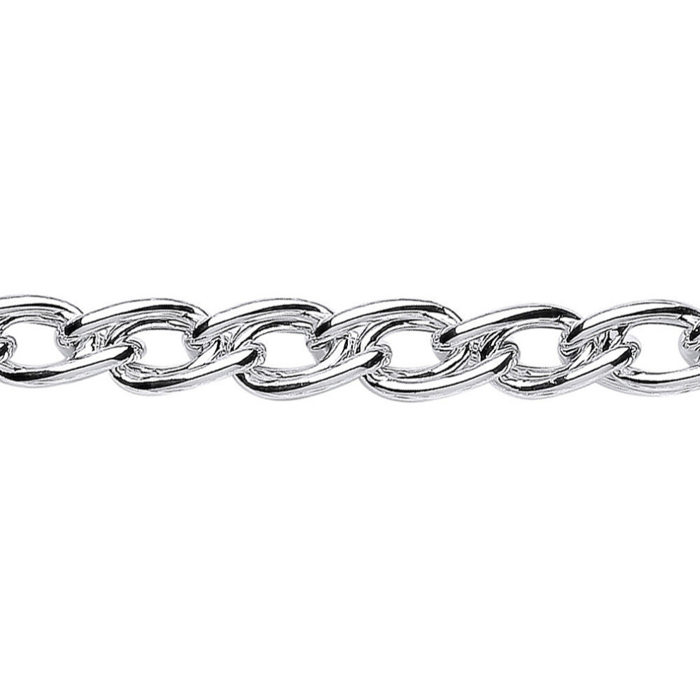 Ladies Sterling Silver Twisted Double Curb Link Chain Bracelet 9mm 8.25 inch - GVB281