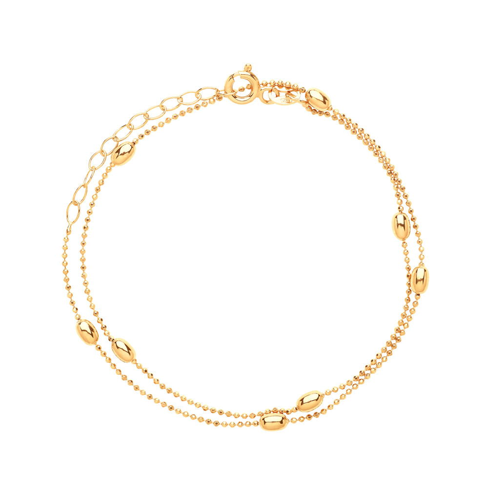 Ladies Yellow Gold-Plated Sterling Silver 3mm Oval Bead Choker Collarette Necklace 1mm 13-14" - GVCL002G
