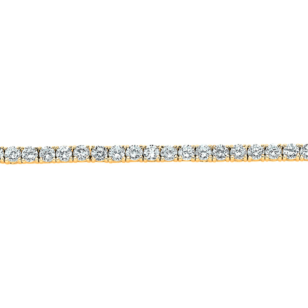 Ladies Yellow Gold-Plated Sterling Silver Cubic Zirconia 4 Claw Line Tennis Bracelet 5mm 7.5 inch - GVB096G