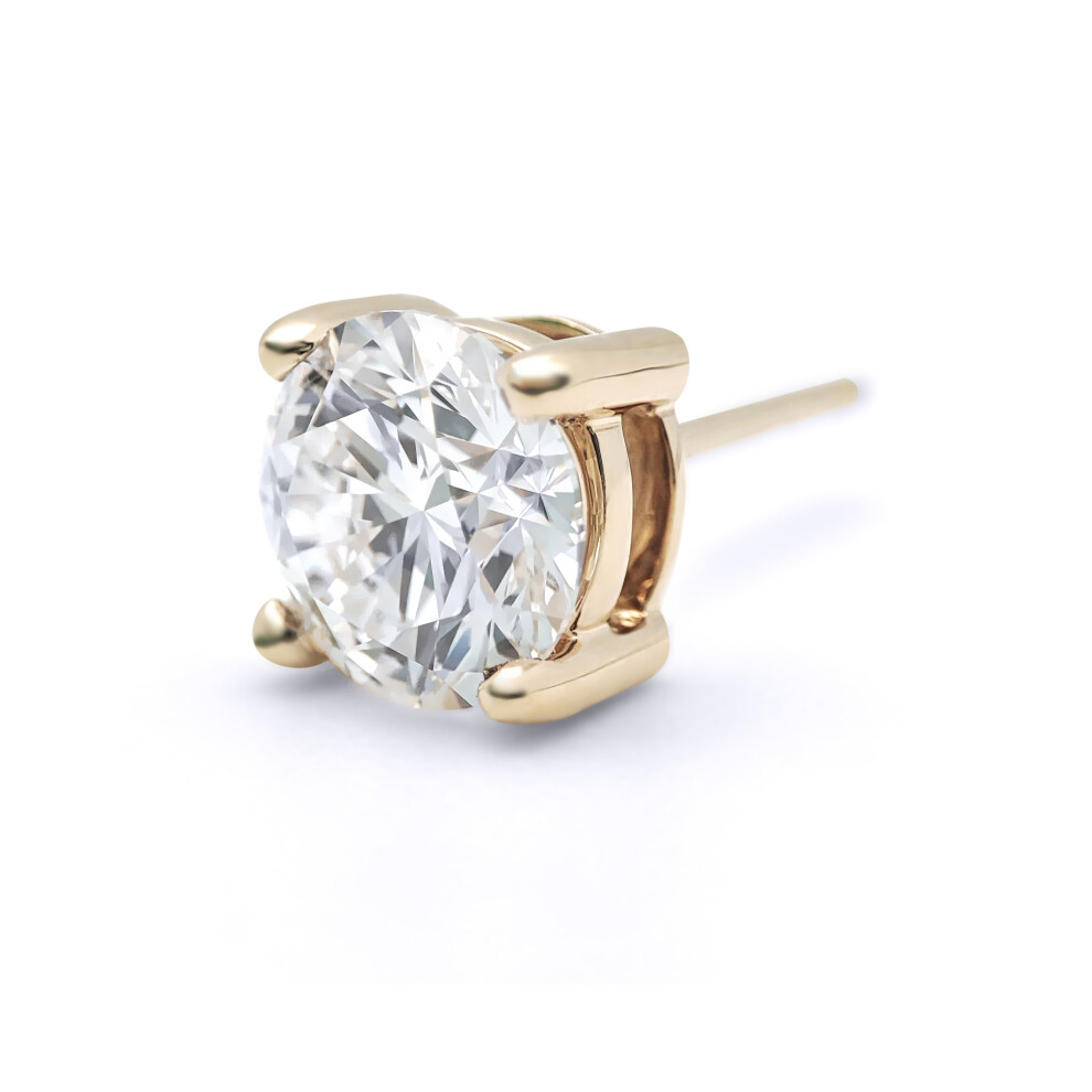 Solid 18ct Yellow Gold Set Round Brilliant D / VS Lab Grown 1.40ct Diamond Solitaire Stud Earrings - LAB18E001-140 - Image 4