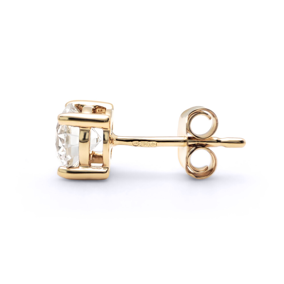 Solid 18ct Yellow Gold Set Round Brilliant D / VS Lab Grown 1.40ct Diamond Solitaire Stud Earrings - LAB18E001-140 - Image 5