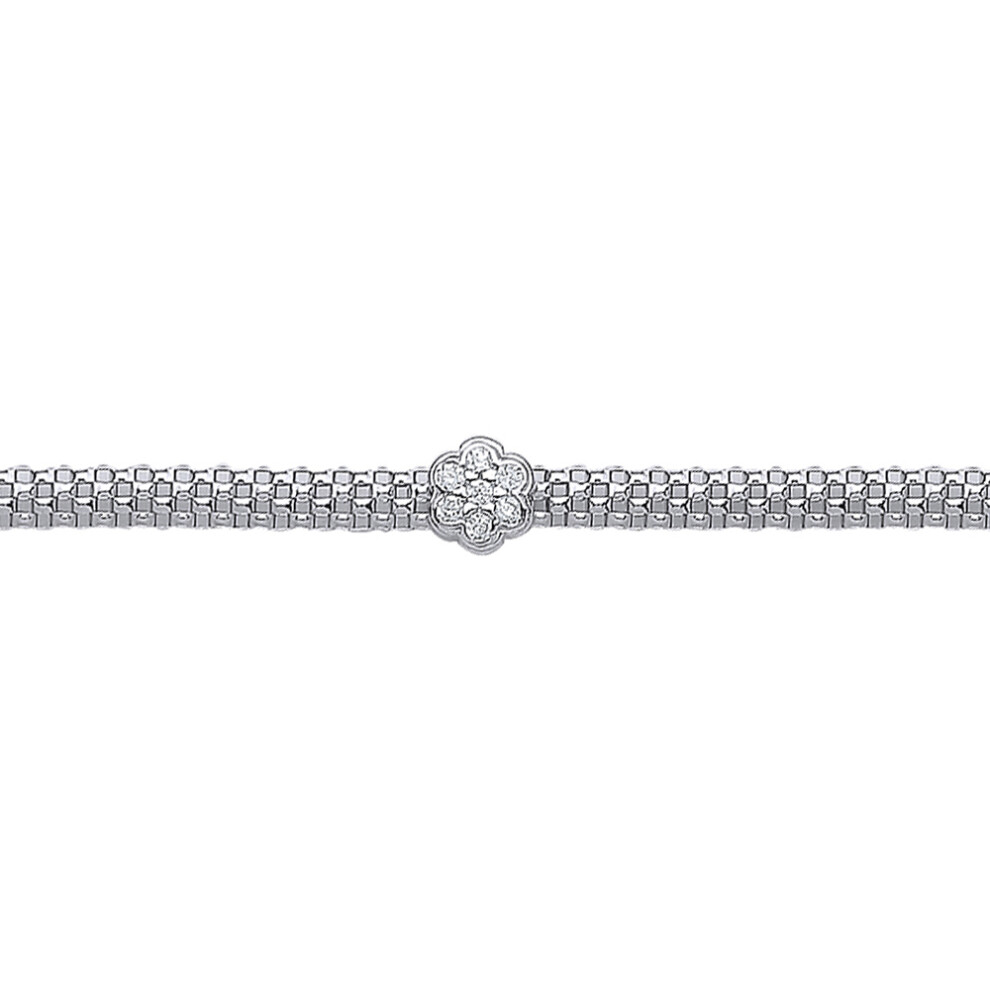 Sterling Silver Cubic Zirconia Correanna Daisy Bracelet - GVB204