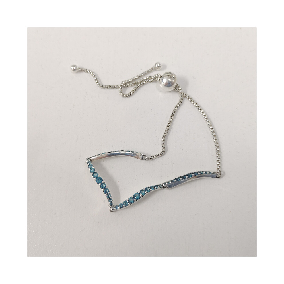 PANDORA BRACELET Blue Wavy Crystal Slider Bracelet 25CM - Image 3