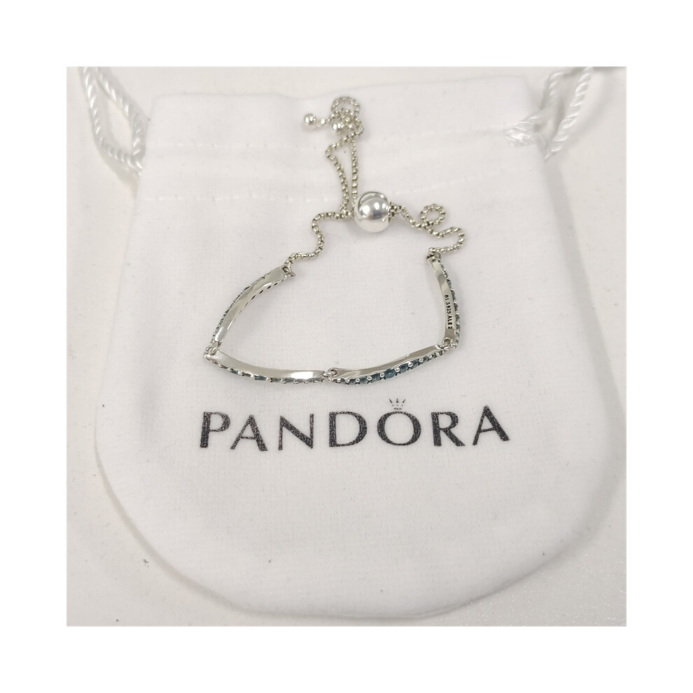 PANDORA BRACELET Blue Wavy Crystal Slider Bracelet 25CM - Image 4