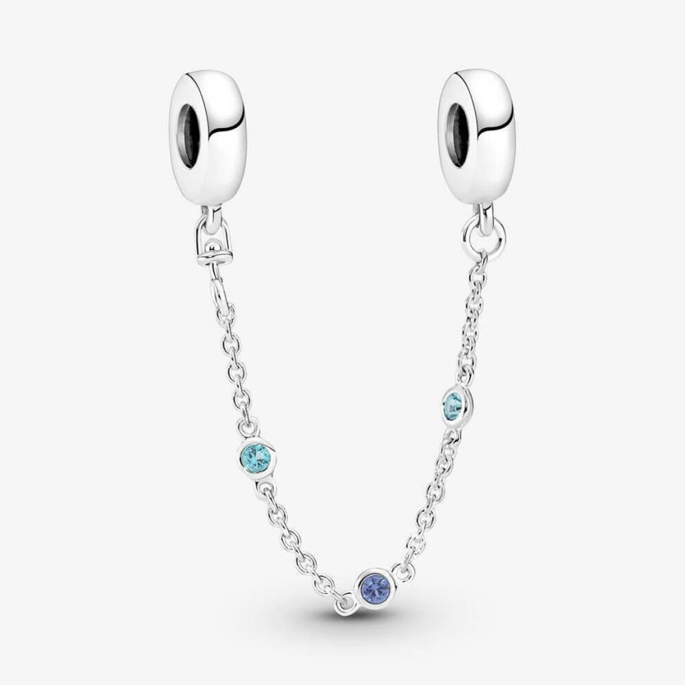 (Triple stone safety chain for women bracelet fits pandora ) safety chain for pandora bracelet sterling silver